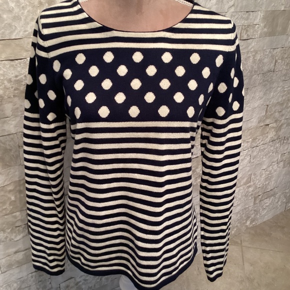 Anthropologie Sparrow Striped Polka Dot Sweater - Picture 2 of 11